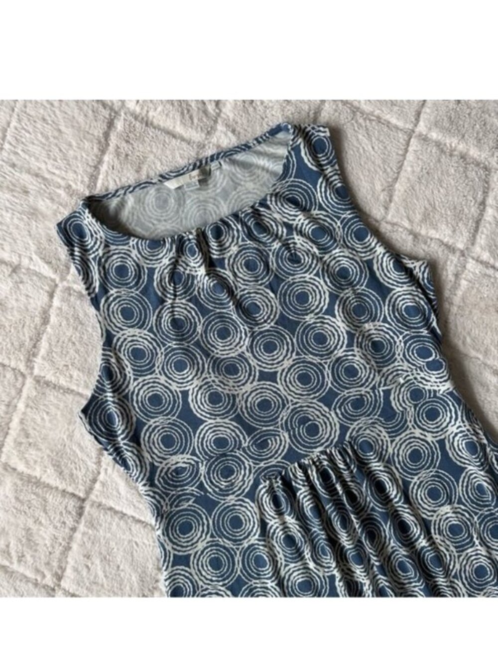 Boden | Blue Circle Print Jersey Knit Dress | Size 10L - Picture 6 of 13
